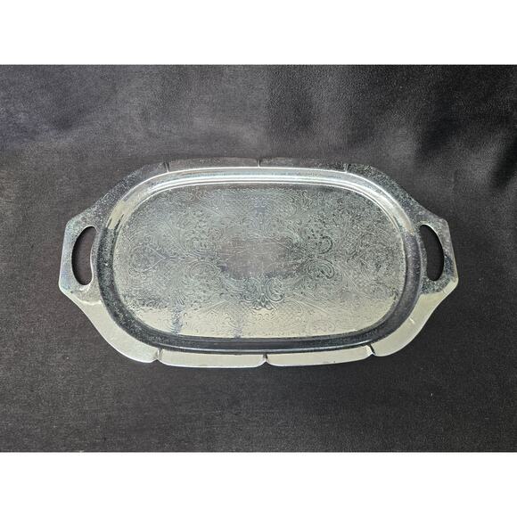 Vintage Krome Kraft Farber Bros New York 16" Silver Plated Serving Tray Platter - Picture 10 of 10